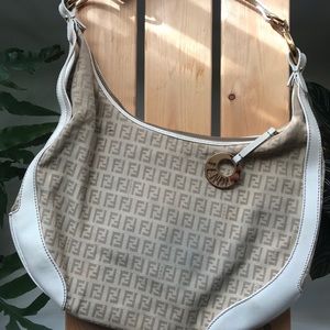 Fendi cream & white shoulder bag